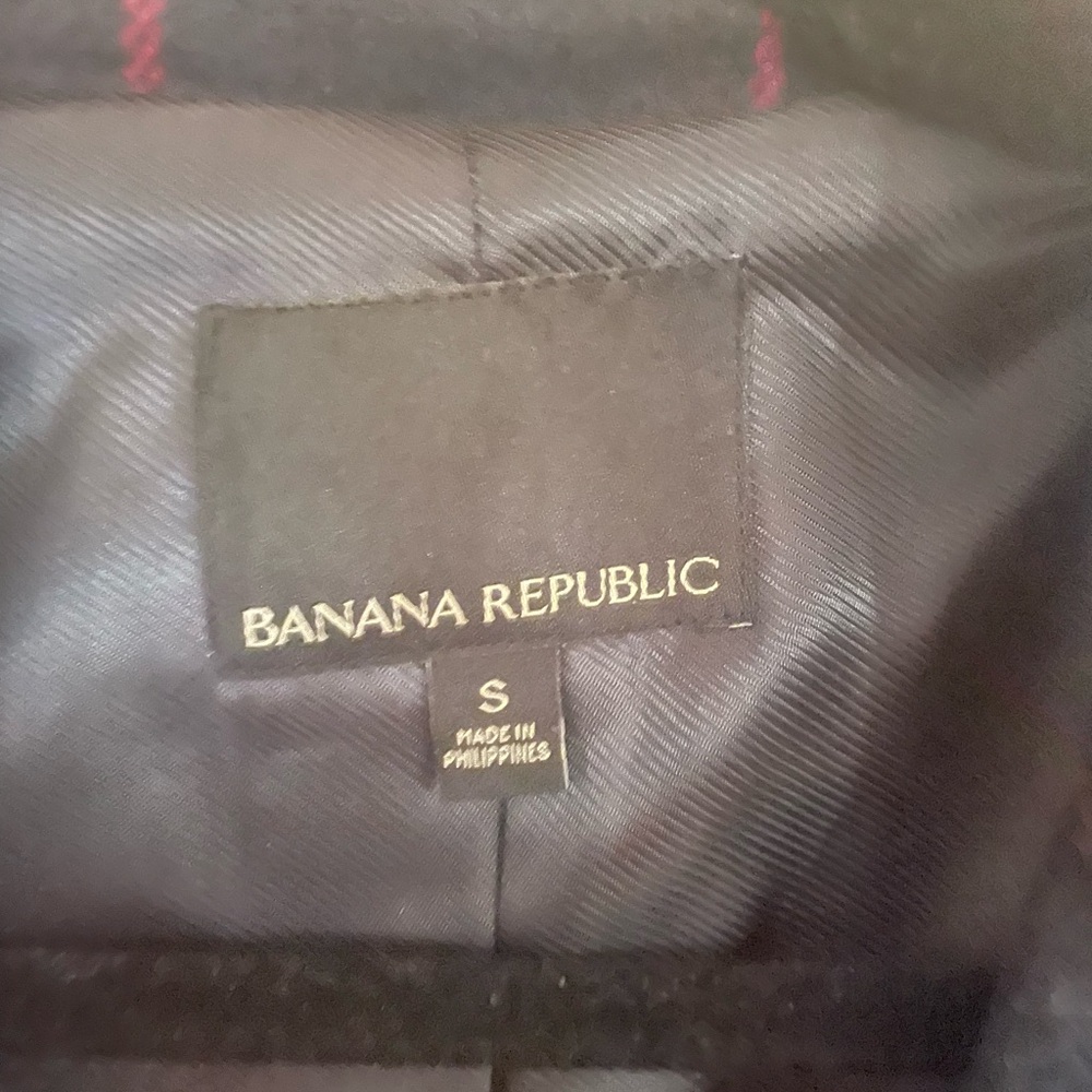 Banana Republic Navy Plaid Long Coat - Picture 2 of 5